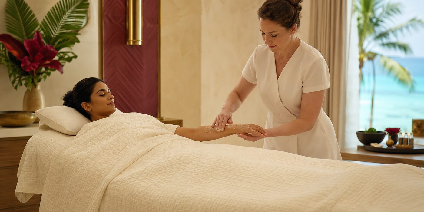 A nourishing body treatment in a luxury spa
