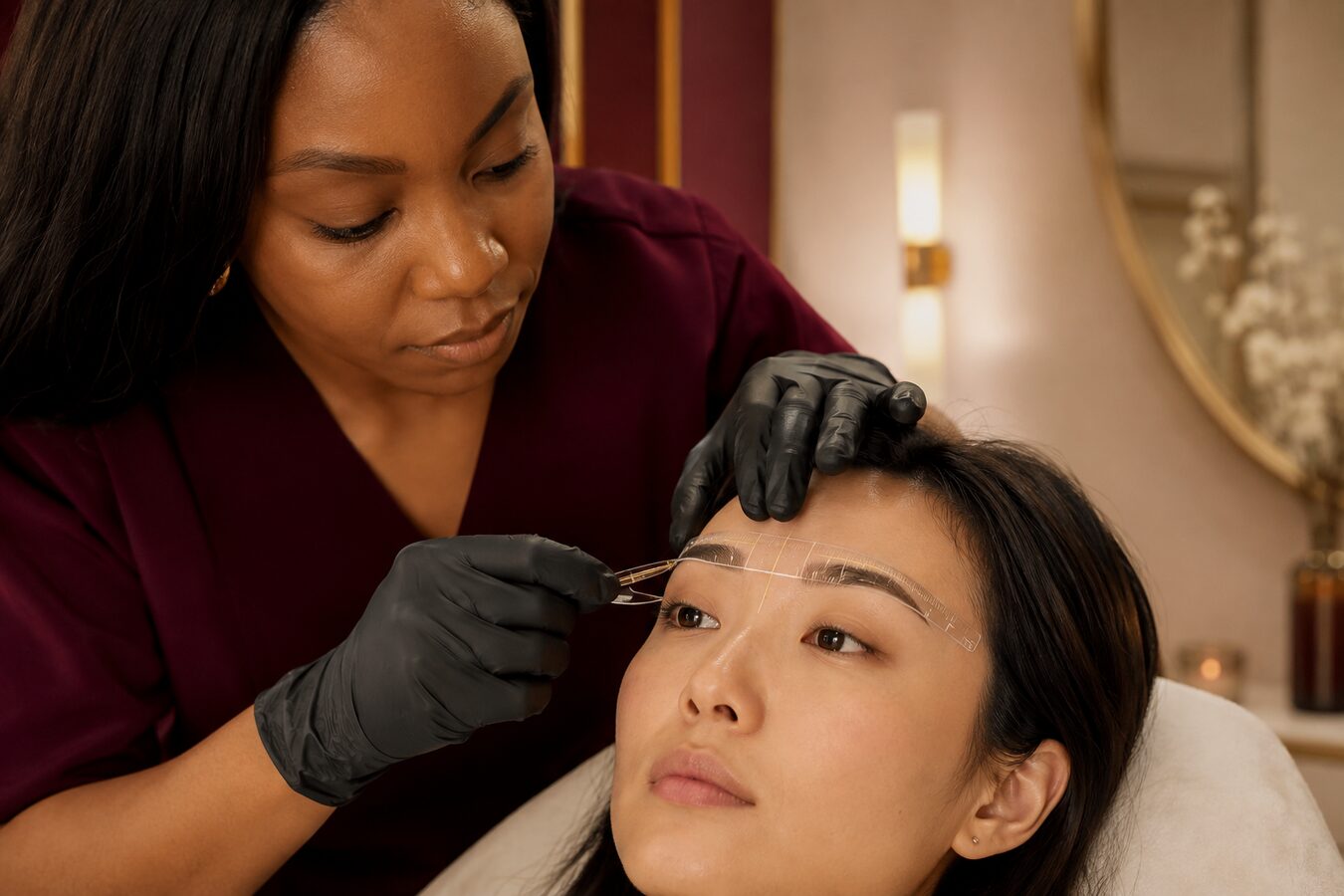 A professional brow enhancement consultation