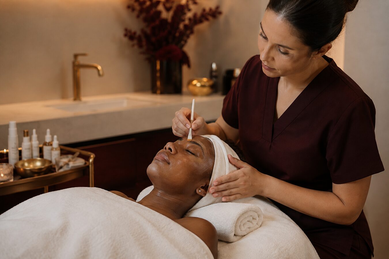 A customized facial treatment in a luxury spa