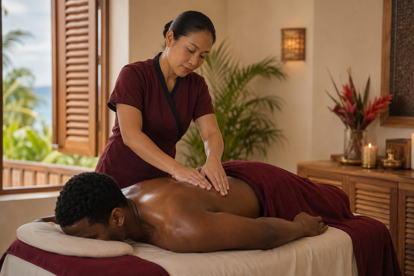 A professional therapeutic massage in a luxury spa